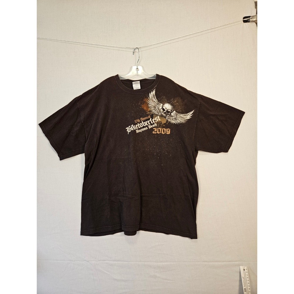Gildan Biketoberfest 2009 Daytona Beach Winged Skull Graphic T-Shirt Mens XL